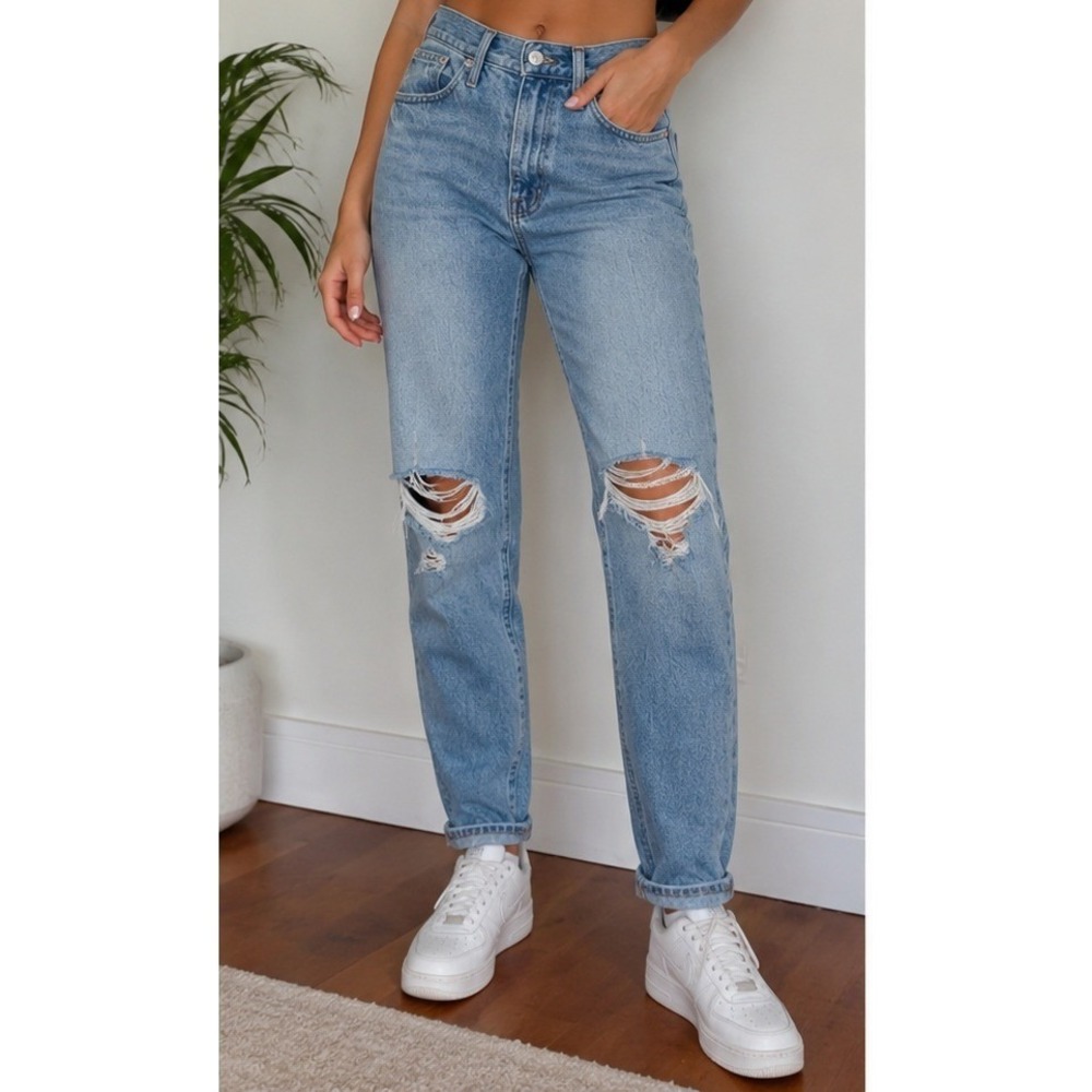 Madewell The Momjean Tall 24 Distressed High Rise Jeans